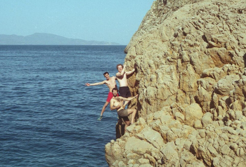 climbing in formentera from a sialiboat